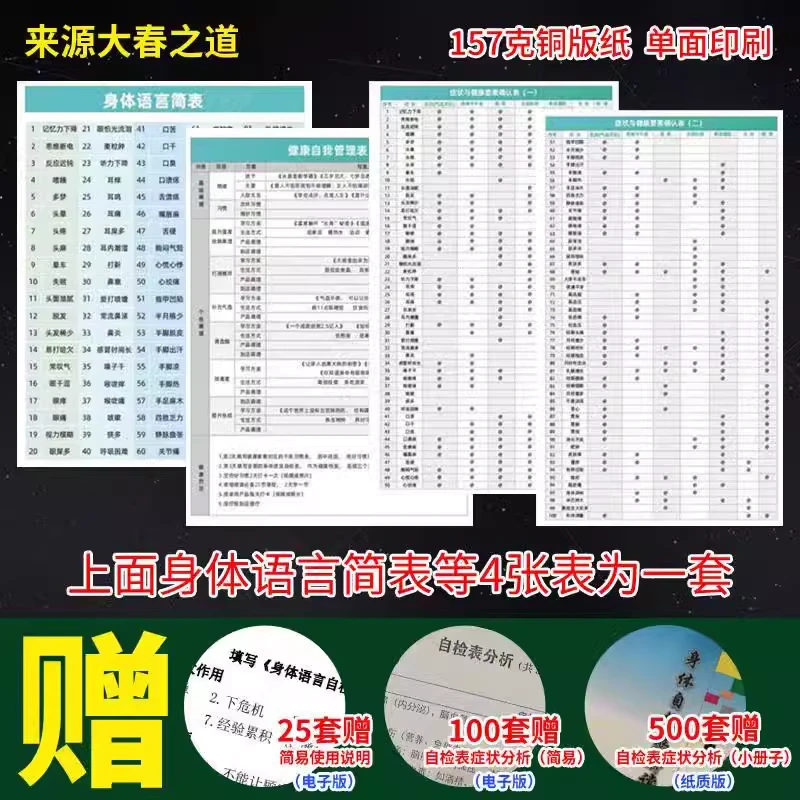 身体语言简表症状与健康要素确认表表张大春印刷品应用简表