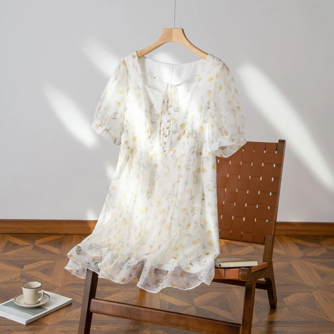 31217大码连衣裙法式气质甜美风碎花裙2024夏新款收腰温柔裙