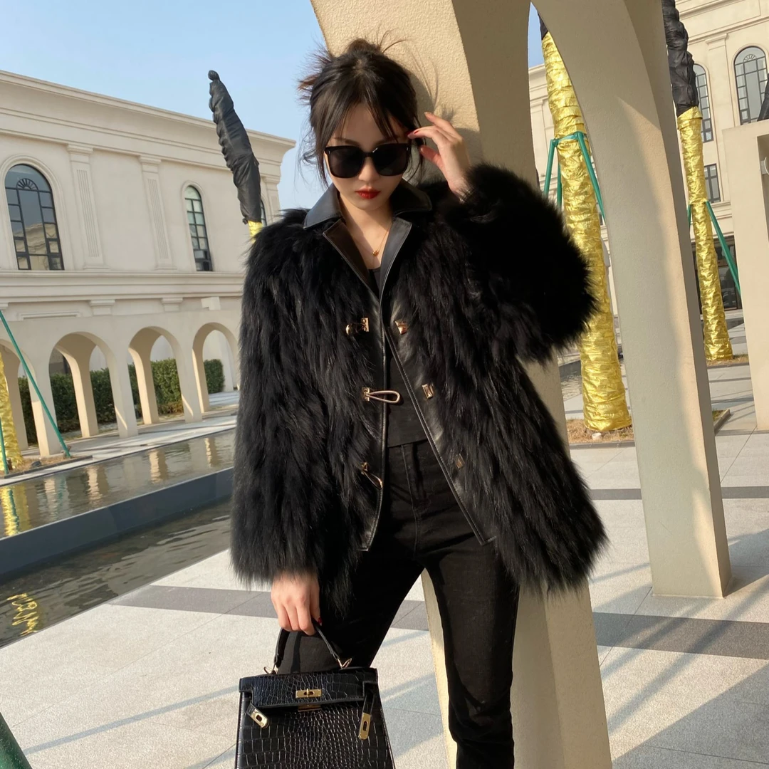 J•Luxury简奢皮草 巴黎诗集 貉子毛车条加厚秋冬中长款皮草外套