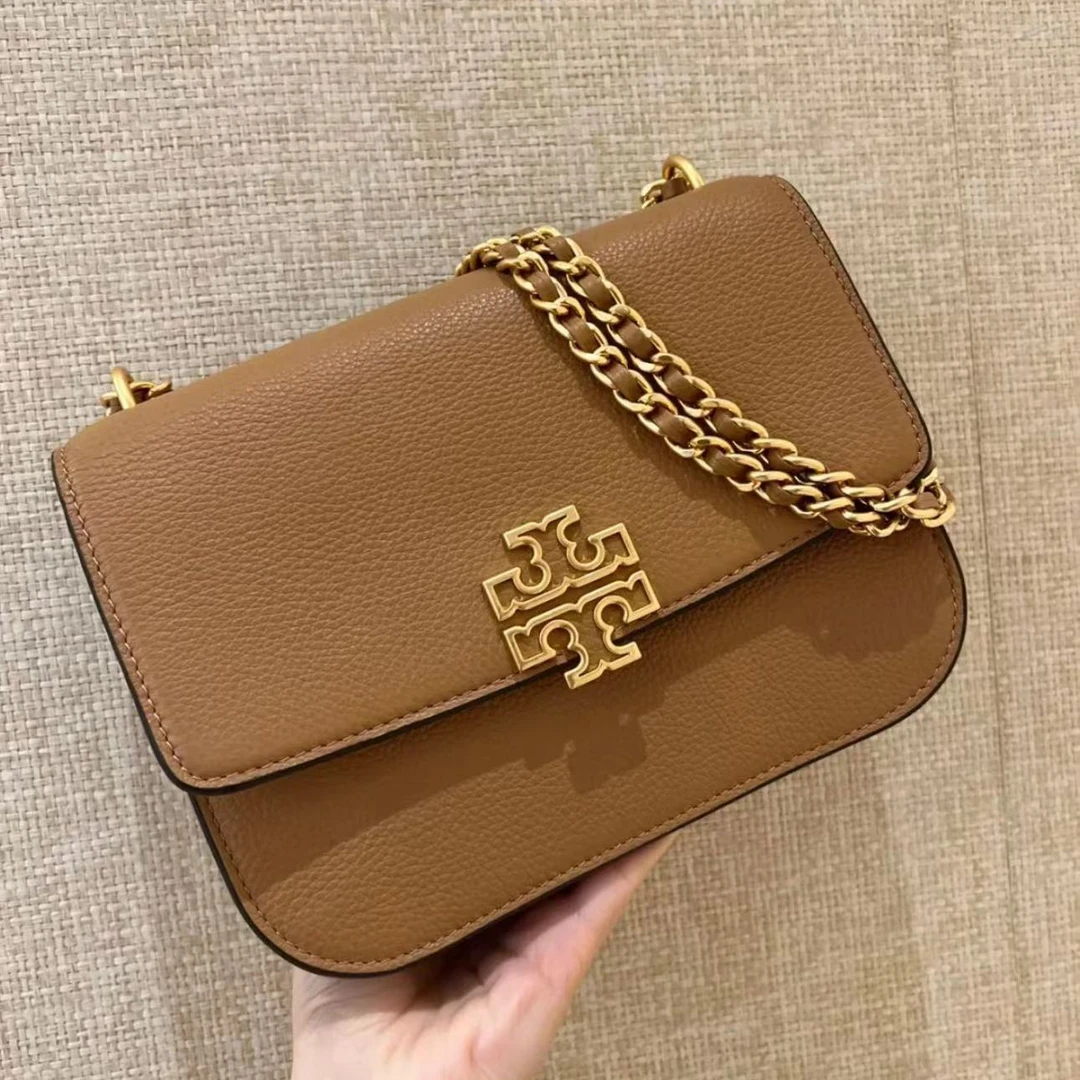 Tory Burch汤丽柏琦 翻盖吸扣Britten单肩斜挎链条方包 22*8*16