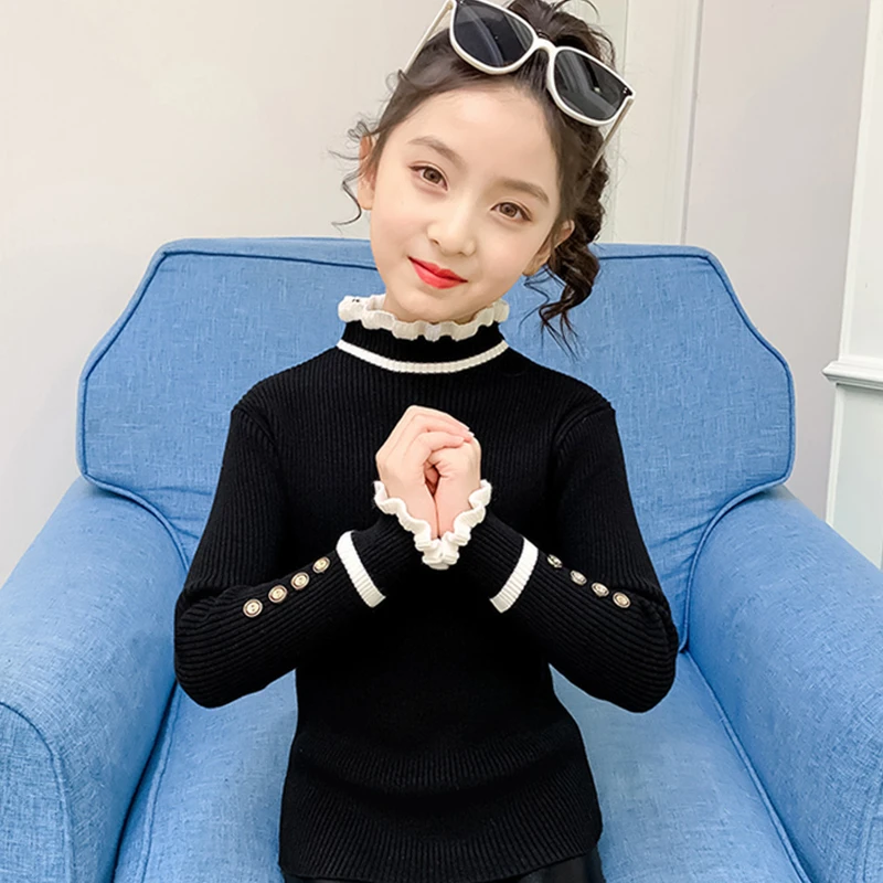 女童毛衣秋冬2025新款秋季儿童打底衫一体绒中大童加绒针织内搭春