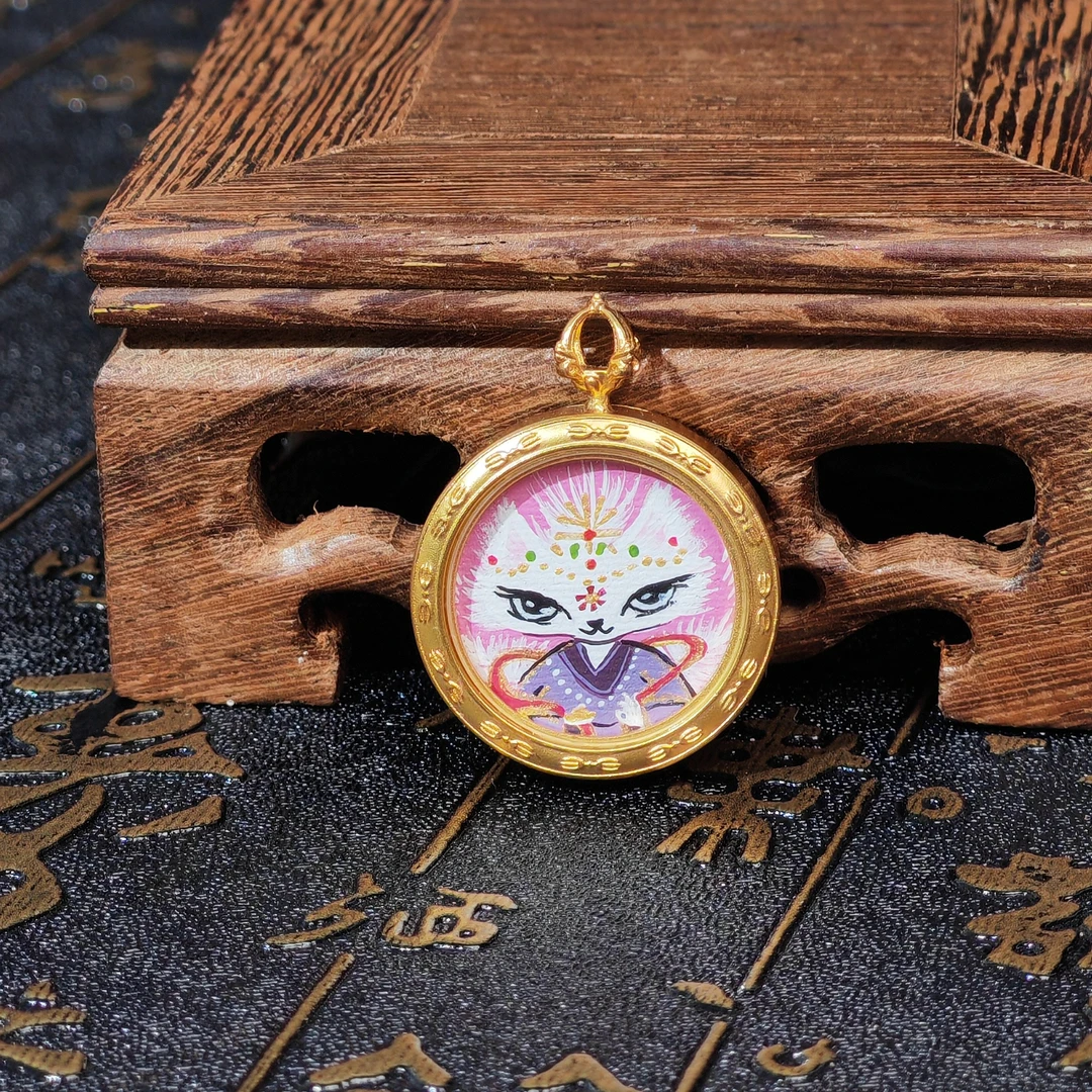 热贡纯手绘唐卡 2.0cm九尾狐