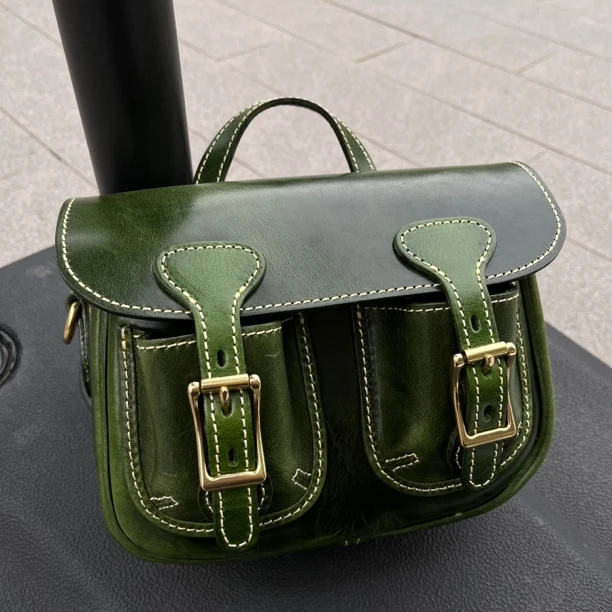 头层牛皮油蜡皮单肩斜挎手提包复古真皮休闲时尚