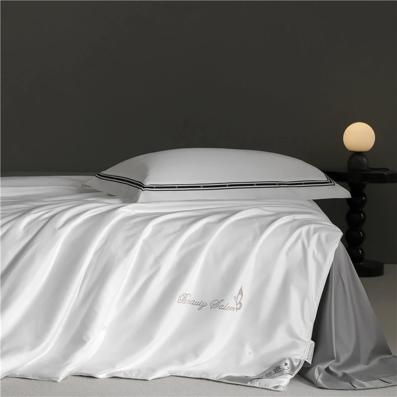 蚕丝被】全棉80支贡缎提花 百分百桑蚕丝被轻奢丝滑纯色被子被芯