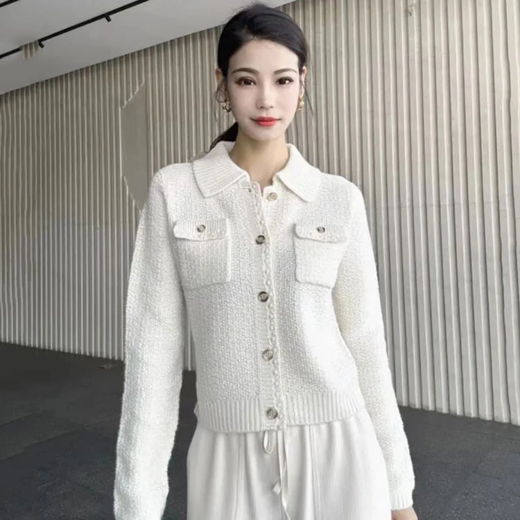 【商场同款】5499168针织衫长袖开衫外套 时尚轻奢气质翻领小香风