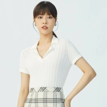 【商场同款】1399554减龄短袖Polo领T恤女小香风针织衫时尚百搭修身