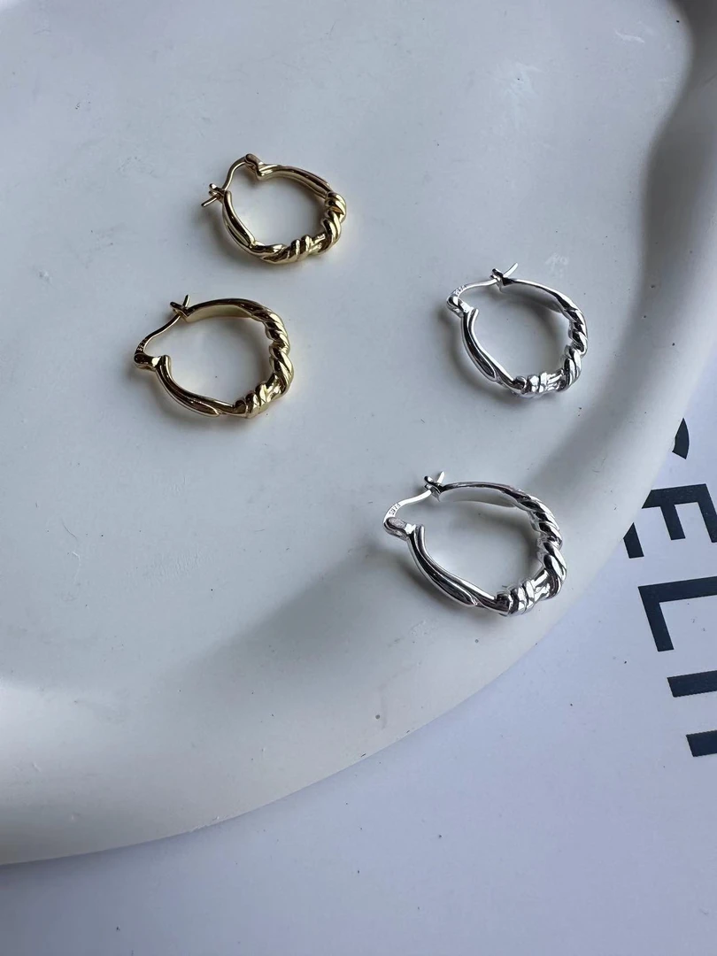 925银耳饰 法式打结耳环