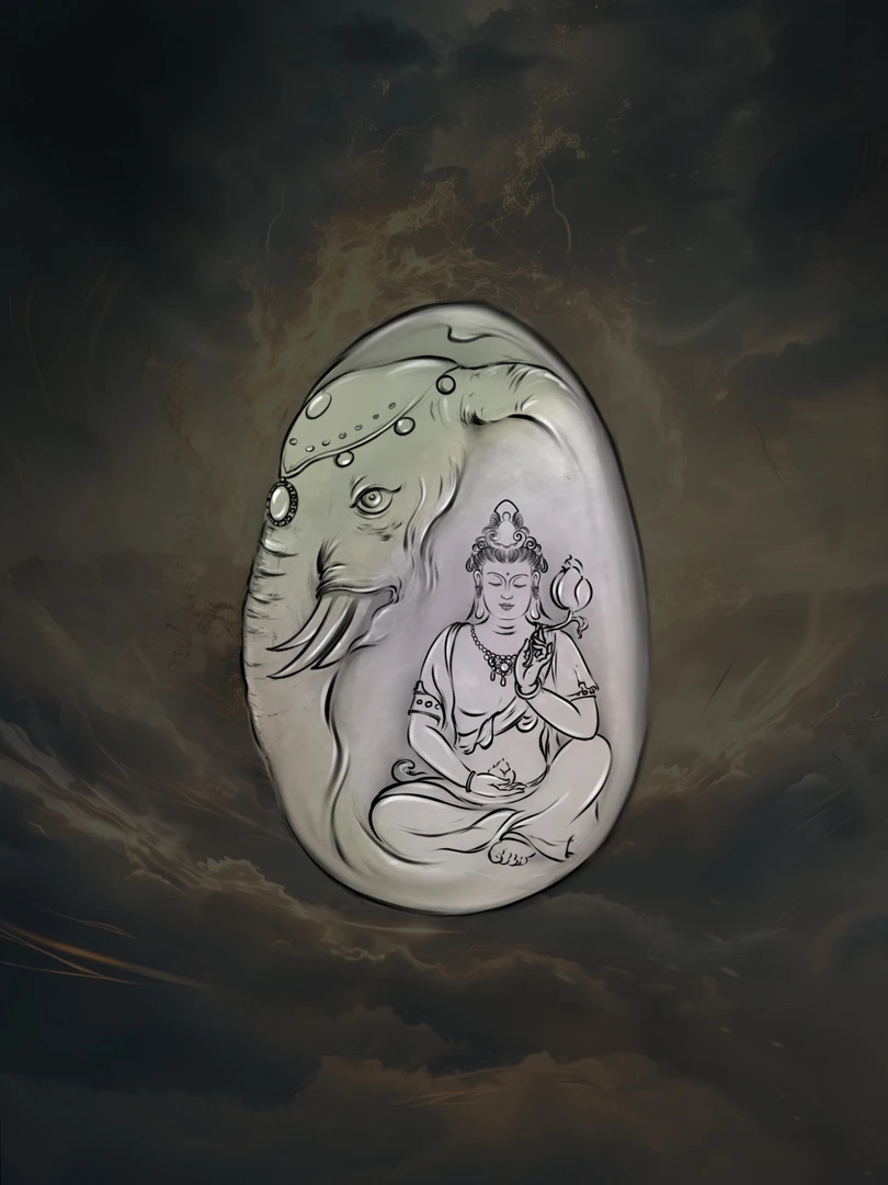 缅甸天然翡翠《普贤菩萨》精工定制