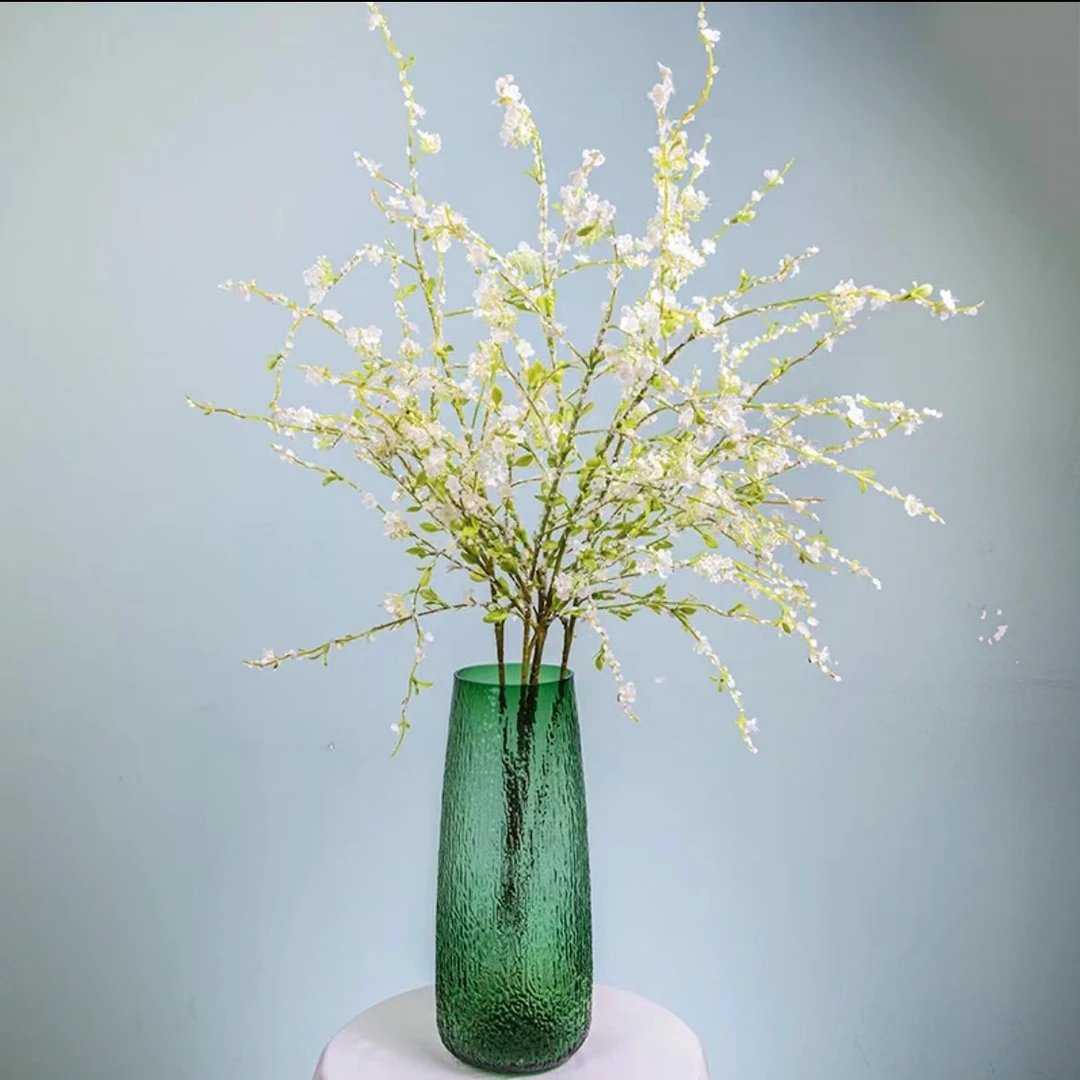 水滴菩提 | 落地超大原色玻璃花瓶轻奢水样富贵竹血流马醉木摆件