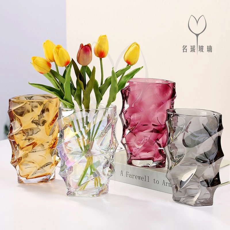 小清新玻璃花瓶时尚创意家居摆件装饰品欧式彩色花器客厅插花太空