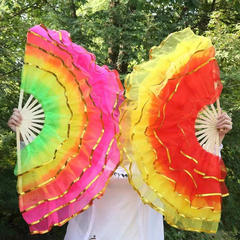 舞蹈扇子一对跳舞扇广场舞扇子双面扇儿童成人左右手胶州秧歌扇子