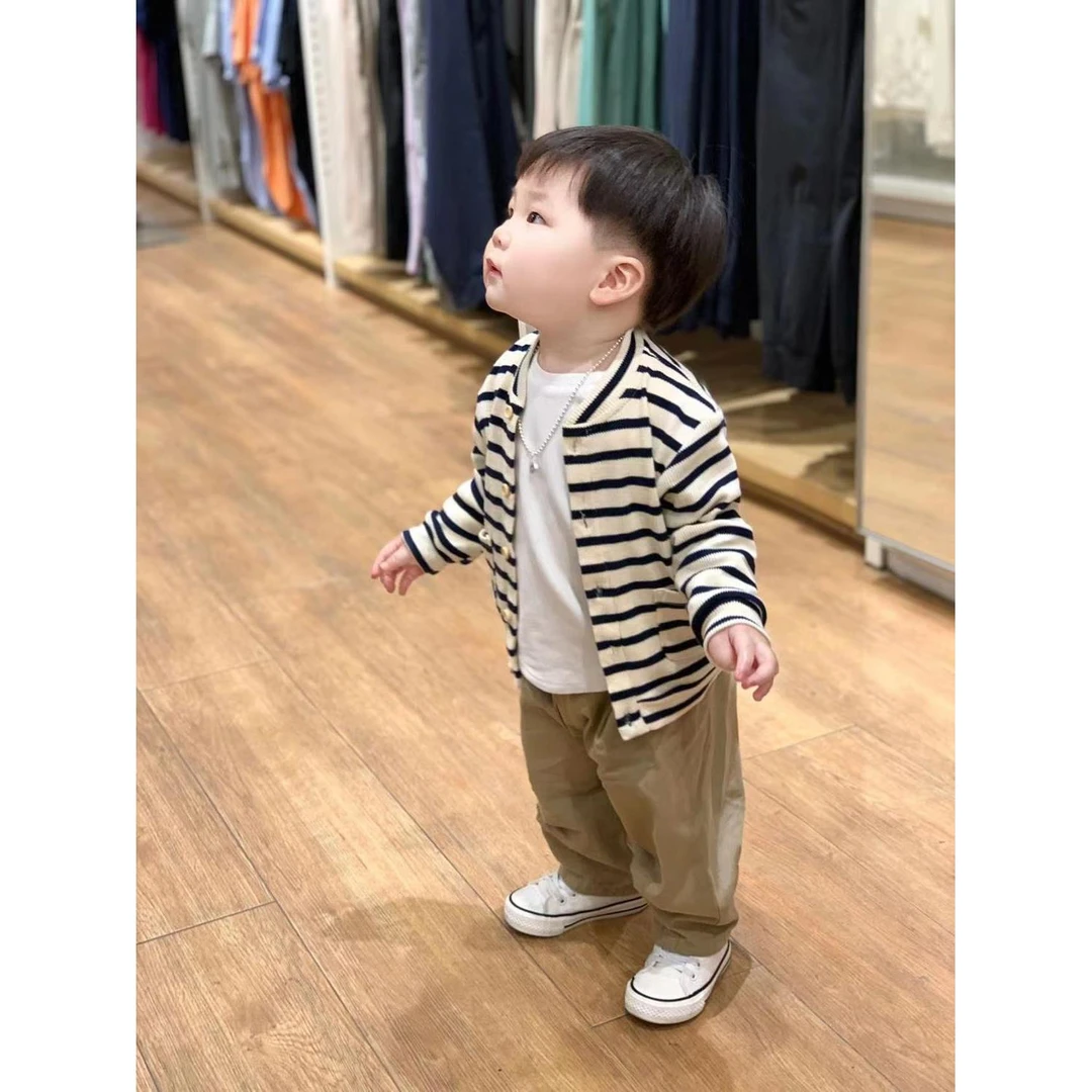 小童条纹两件套洋气男小童套装男童套装1-5岁秋季男童套装秋装