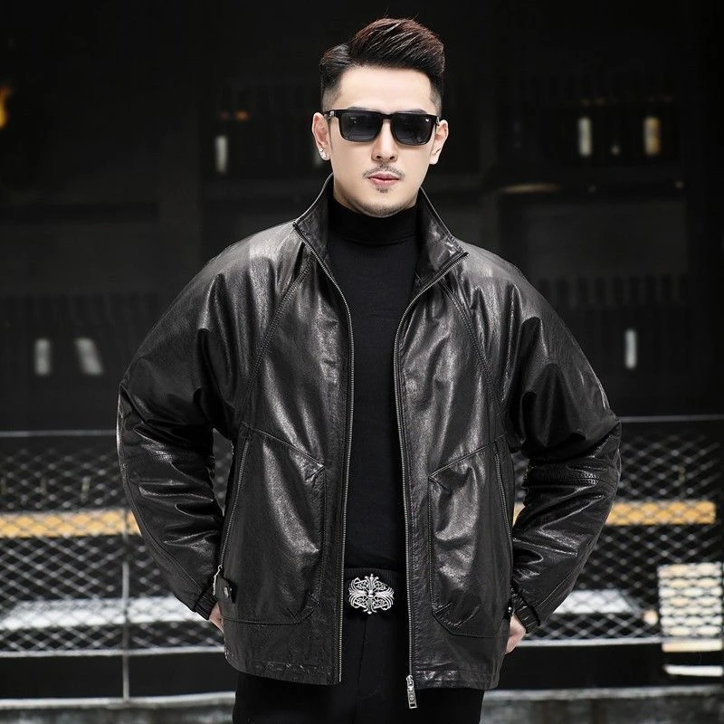 海宁可脱卸鹅绒内胆真皮头层牛皮外套皮衣夹克连帽男士加绒宽松冬