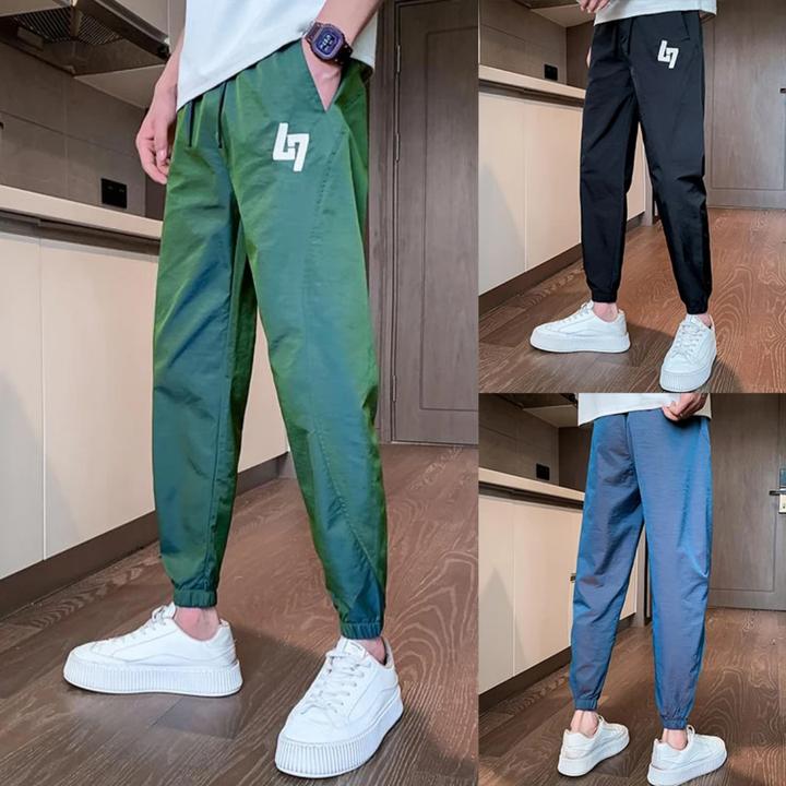 2024夏款运动裤休闲男士潮流百搭速干九分修身束脚休闲裤透气舒适