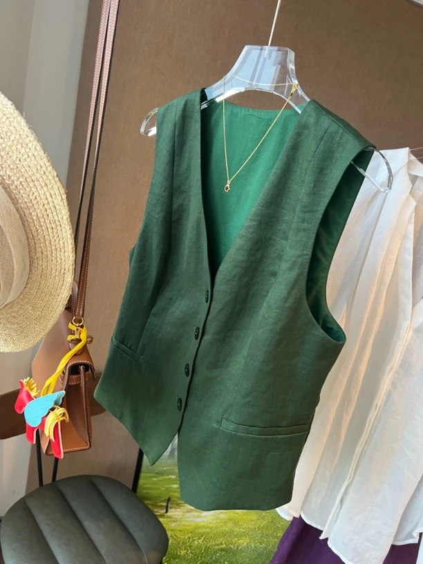 祖母绿法式马甲-春夏款薄款时尚百搭
