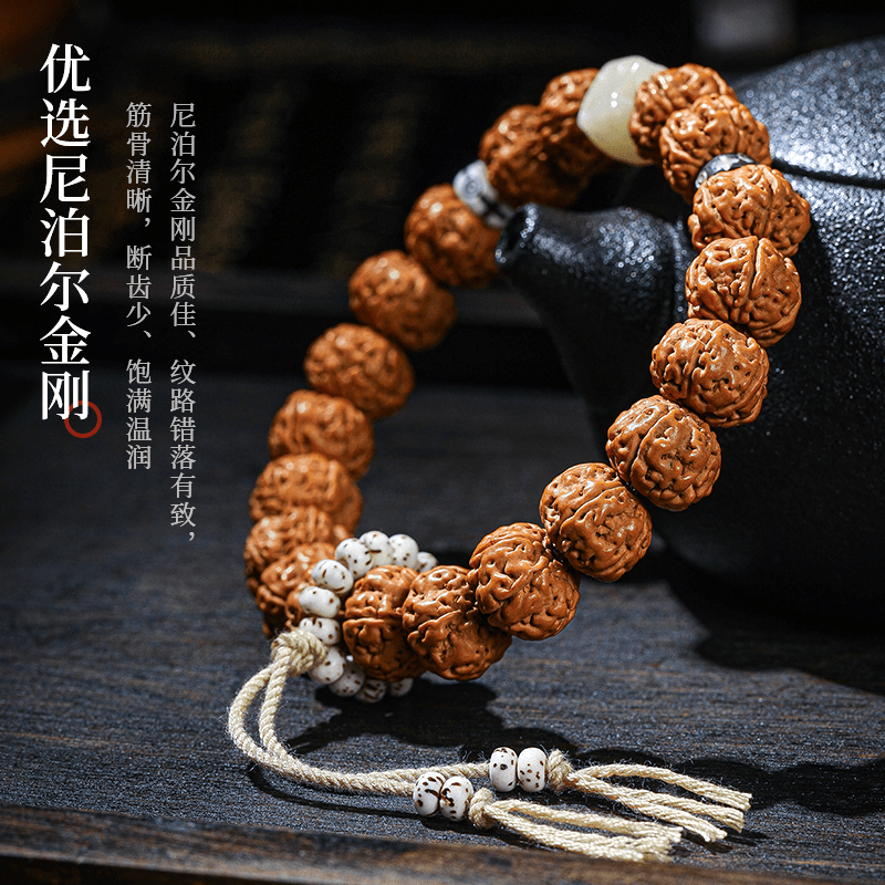藏式树王爆肉小金刚菩提单圈手持手串男女国潮百搭编织绳盘玩手链
