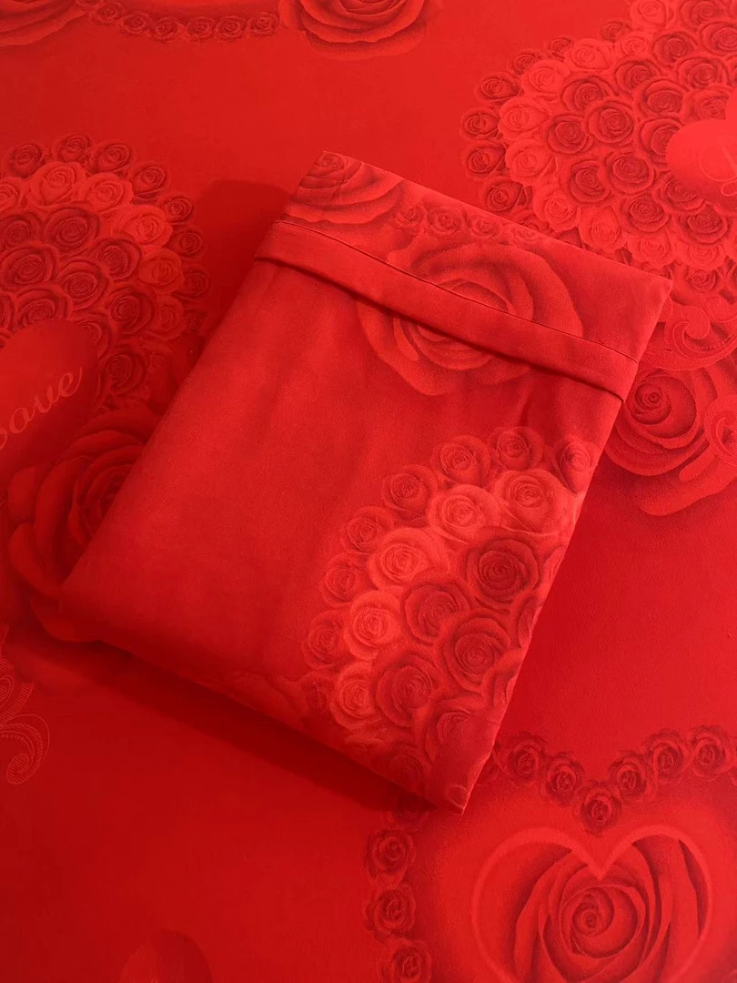 【米悦】花开玫瑰被套喜被婚庆结婚（首次清晰轻微掉浮色）喜庆大红色