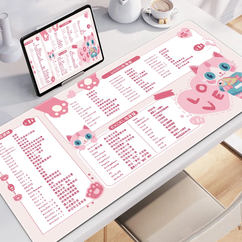 鼠标垫超大卡通快捷键可爱桌垫电脑办公桌面垫定制电竞宿舍滑鼠垫