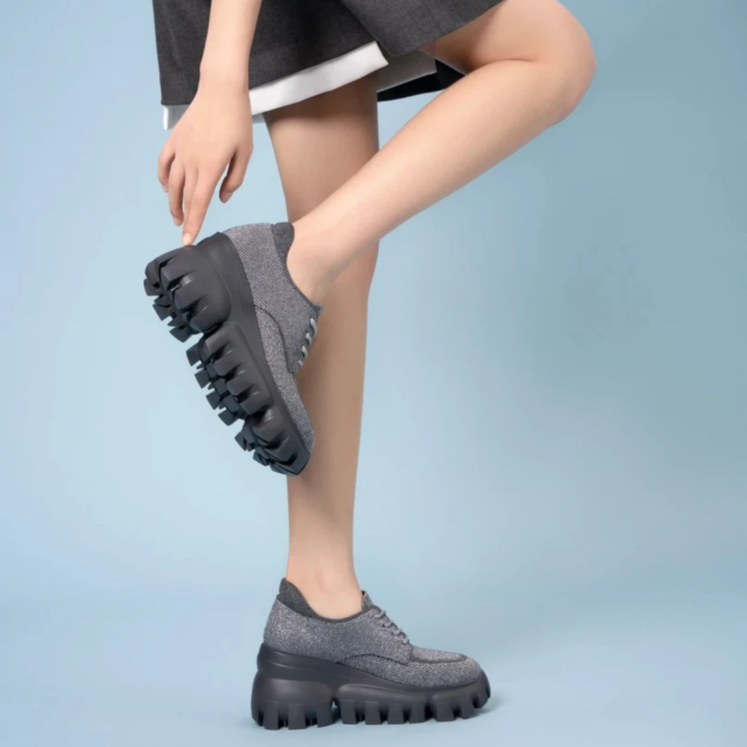 MALOVEMZ软底厚底休闲鞋2024春秋新款时尚增高女鞋松糕鞋24D23-1