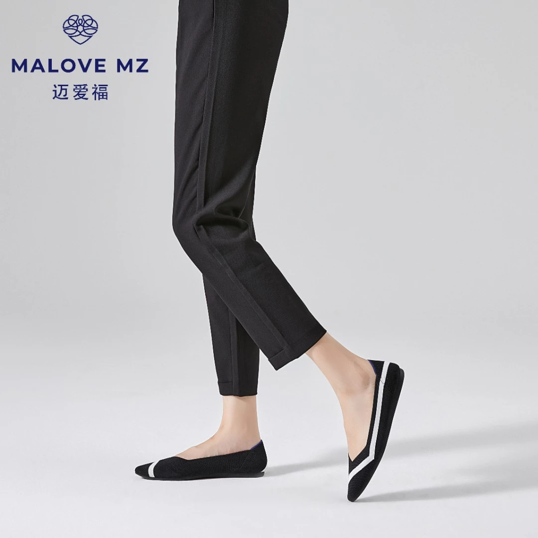 MALOVEMZ王妃鞋新款时尚通勤职业舒适尖头平底女低跟单鞋8P80-2