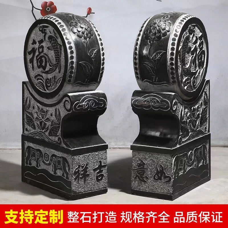 石雕青石材质，天然石材抱鼓石门鼓石酒店摆件，别墅门口摆放