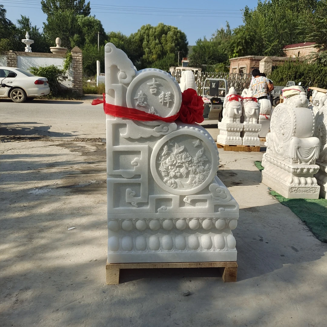 石雕汉白玉材质抱鼓石，天然石材，门鼓石，门墩，别墅门口摆放
