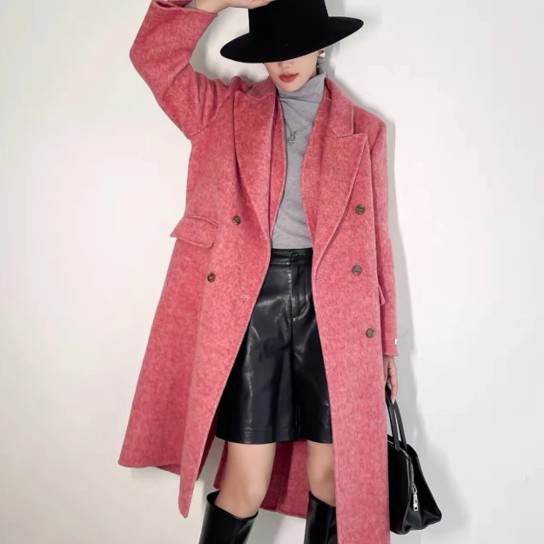 2259  西装领双面 大衣+马甲两件套女长款 带礼盒