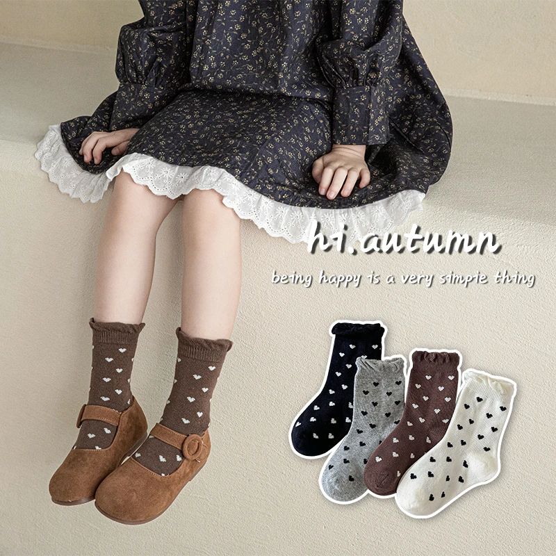 2024秋季新款无骨爱心泡泡口韩系透气女童  儿童袜子 N