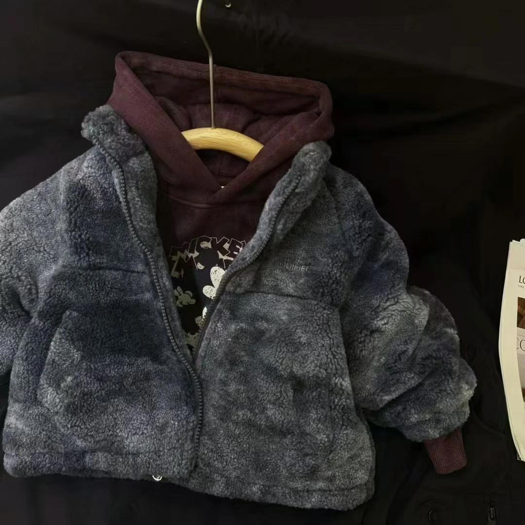 【现货】原橙韩版男童加绒棉服外套儿童2024秋冬款时尚潮洋气QD083