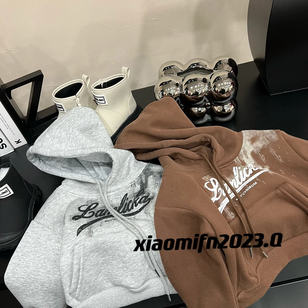【现货】XIAOMIFN韩版男童2023冬季新款加绒扎染甩帽儿童卫衣88232