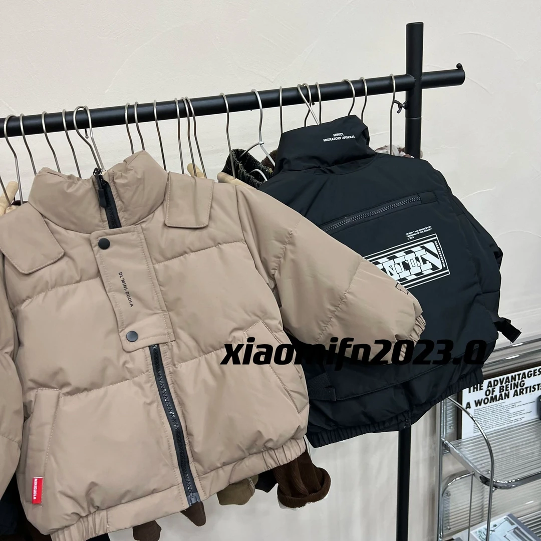 XIAOMIFN韩版男童2023秋冬新款重工假两件机车男孩羽绒服SQ0321