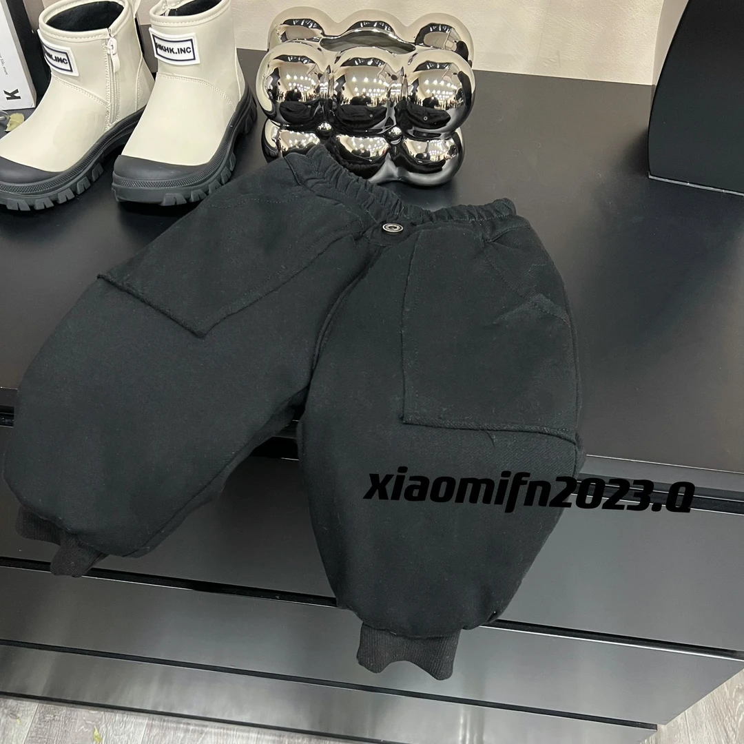 XIAOMIFN韩版男童2023冬季新款一粒扣束脚口儿童加厚棉裤1979