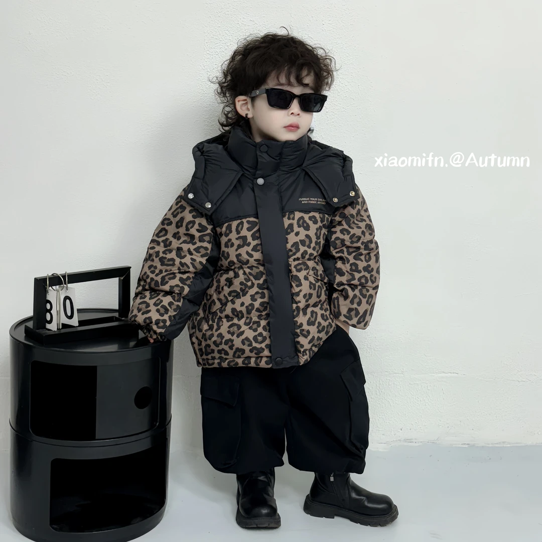 现货〃韩版拼接棉服外套儿童2024秋冬季新款时尚潮洋气童装880890