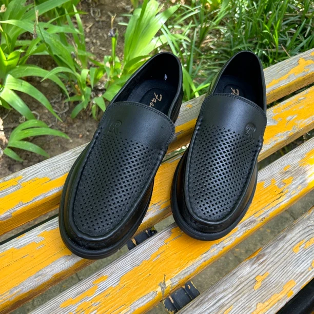 【520礼物】头层牛皮夏季镂空透气男士真皮休闲皮鞋软底软面爸爸鞋