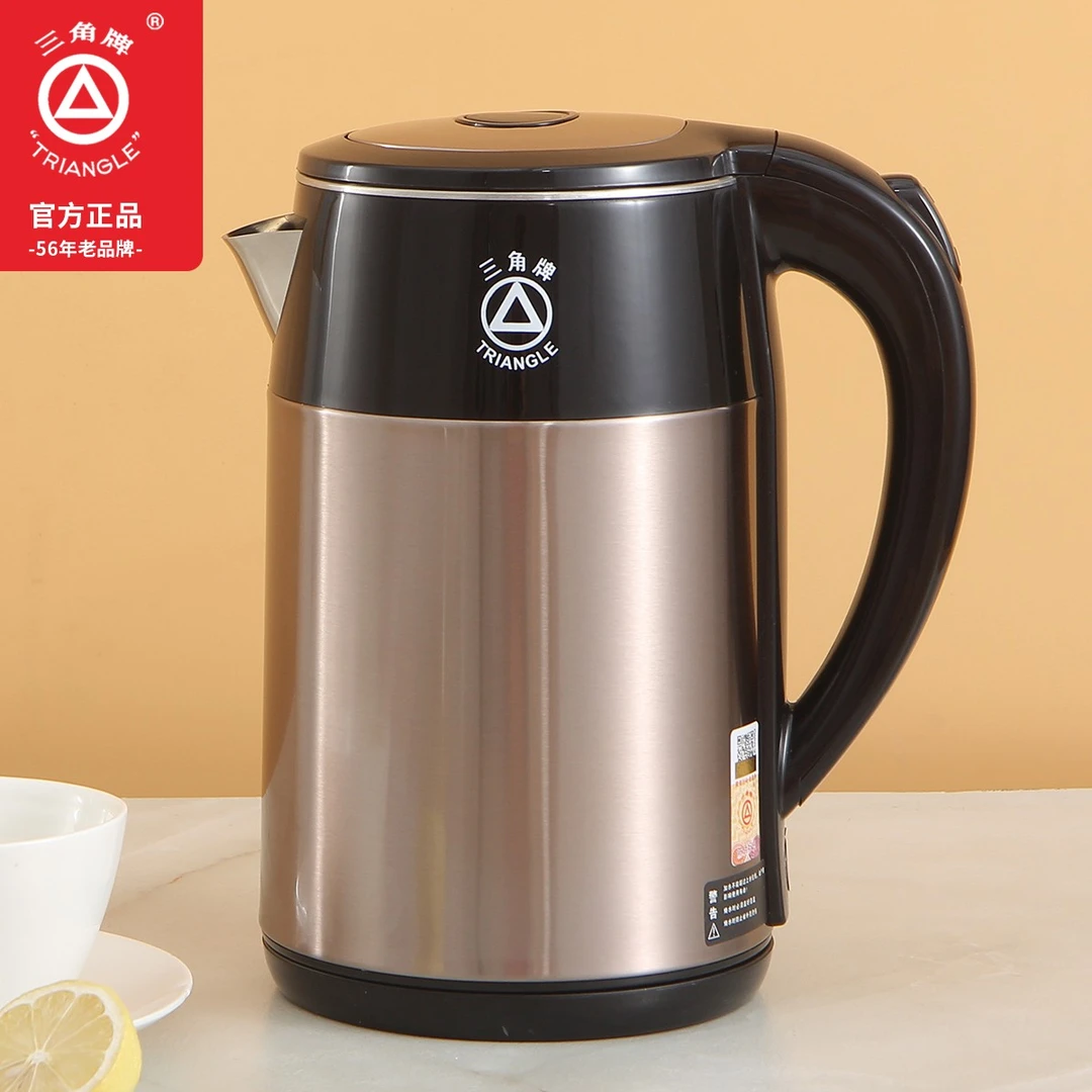 TRIANGLE/三角牌304不锈钢电热水壶1.8L小型家用宿舍烧水双层防烫