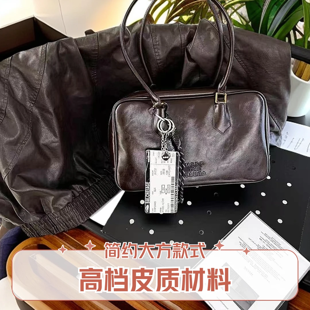 劳拉女包高档时尚真皮简约大方单肩肩包休闲百搭女士黑色多功能