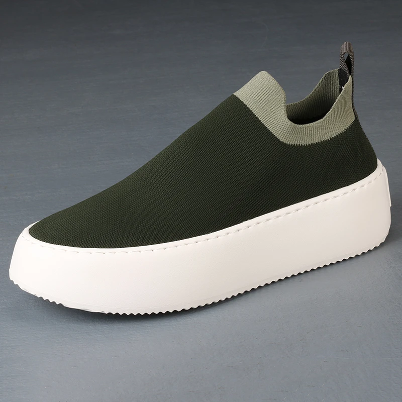 透气潮流春夏飞织网布厚底增高休闲鞋子男韩版运动网面懒人健步鞋