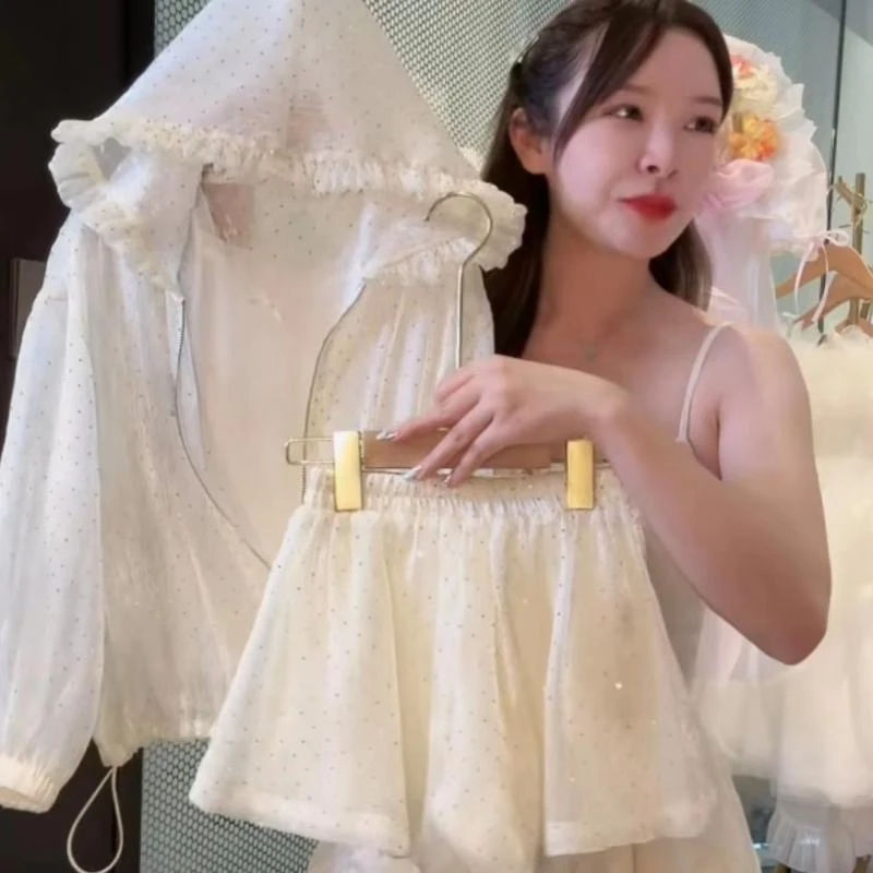 女童夏款亮片防晒衣外套冰丝套装儿童大童夏季洋气潮防晒服两件套