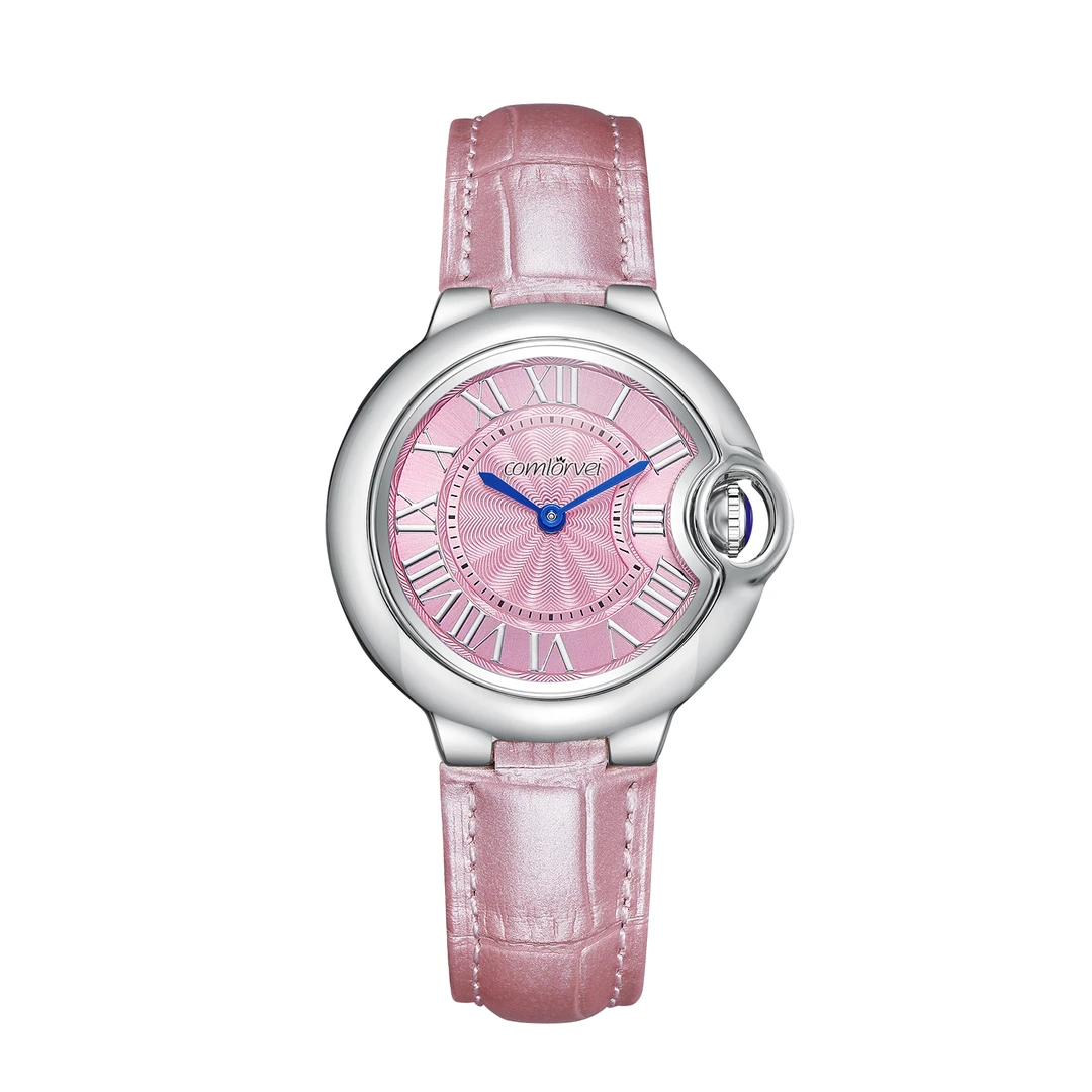 时尚百搭罗马蓝针粉色气球手表女钢带皮带女防水女士腕表