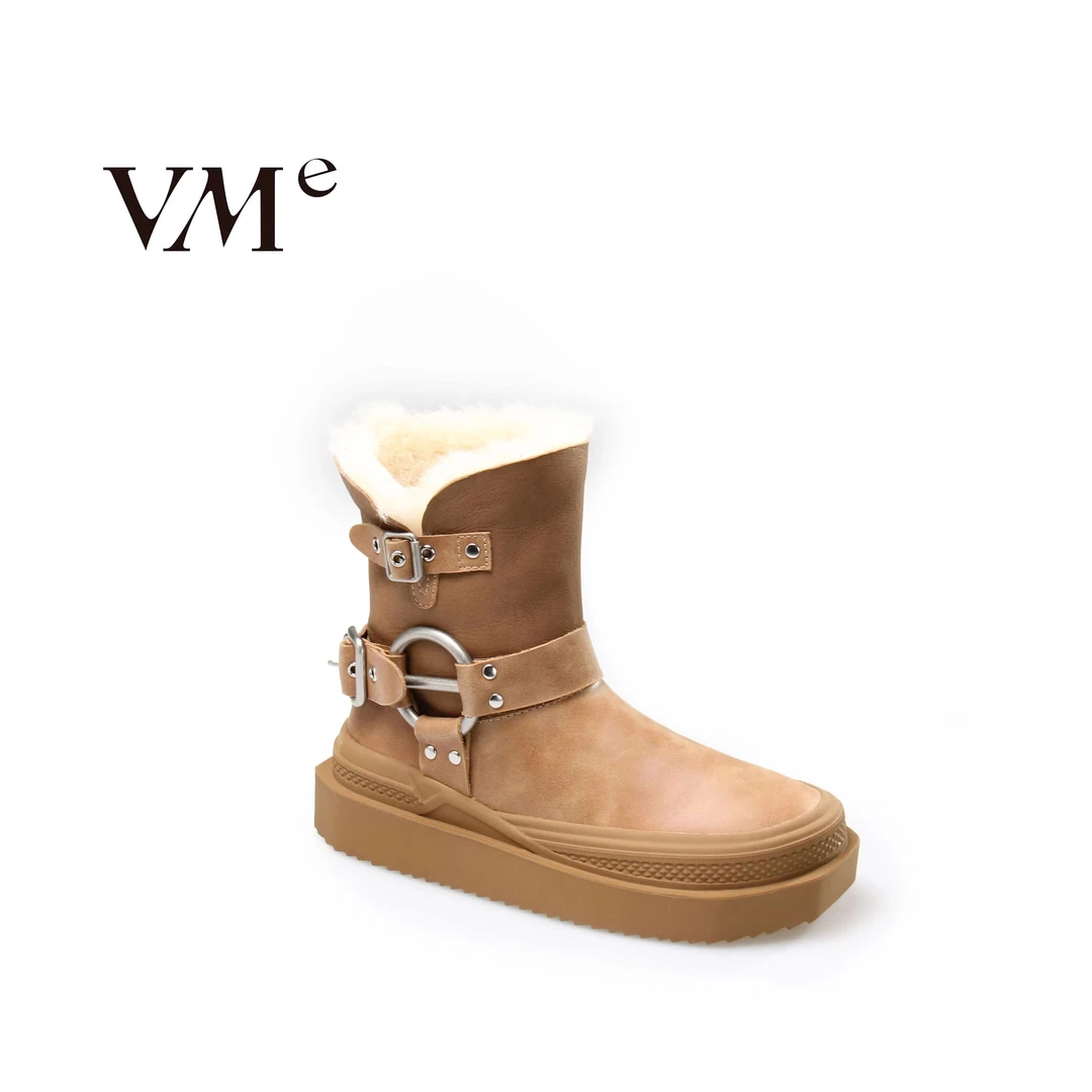 VME/舞魅冬季保暖搭子时尚百搭真皮加厚开运穿搭雪地靴女23D3923