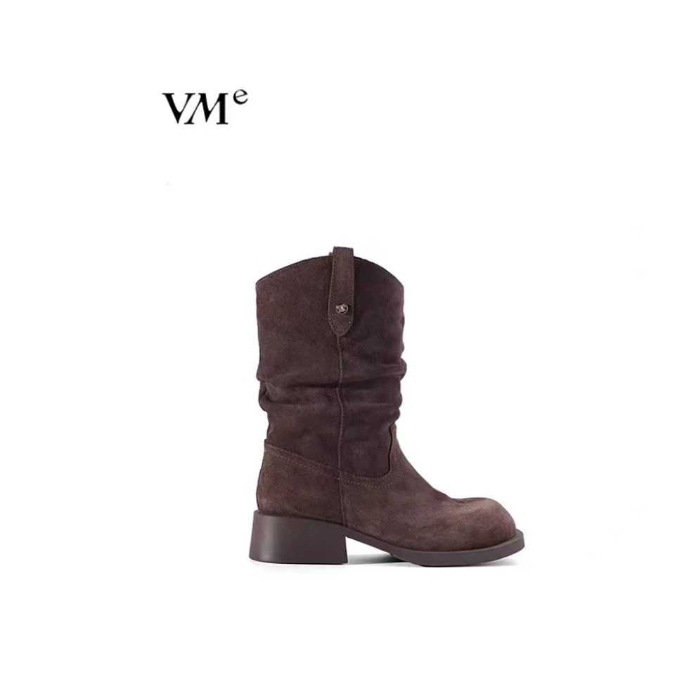 VME/舞魅VME/舞魅新品时尚粗跟圆头骑士瘦瘦靴女鞋VS23D7222