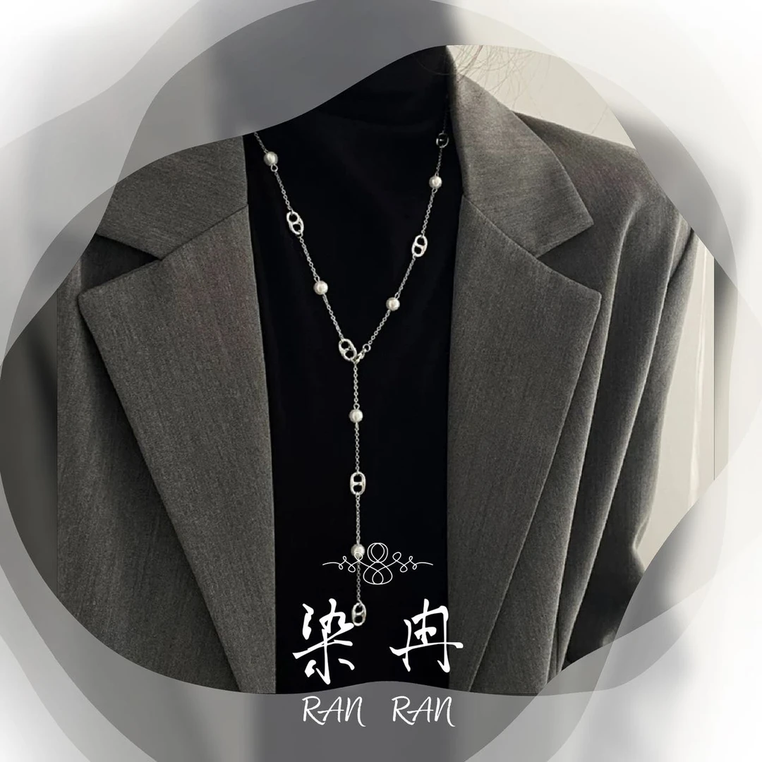 染冉 铜合金仿珍珠项链 【猪鼻子项链】轻奢百搭小众毛衣链C-047