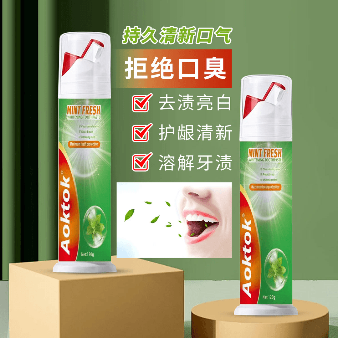 Aoktok益生菌薄荷双效美白牙膏拍一发二
