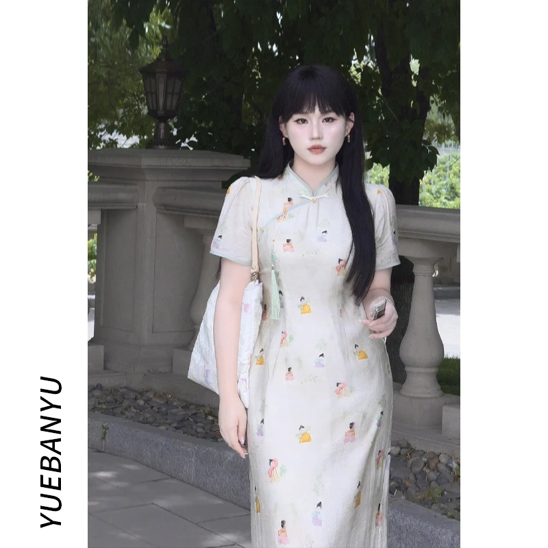 月半鱼现货【小唐人】新中式国风日常小人改良旗袍连衣裙女设计感裙