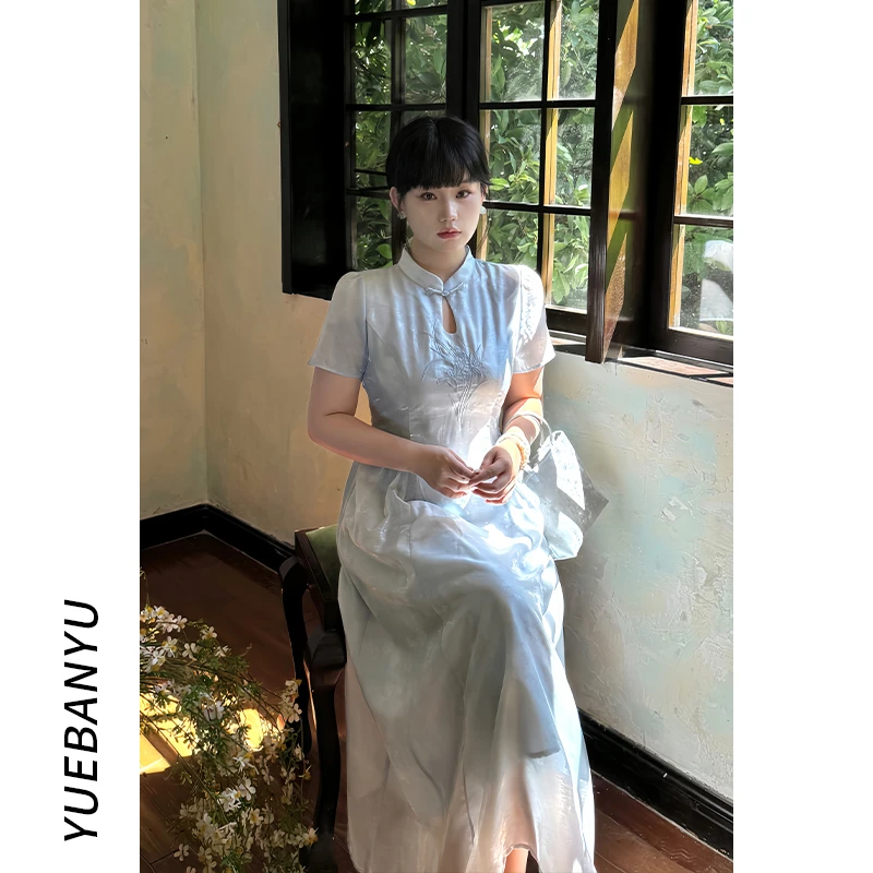月半鱼【琉璃纱】新中式国风改良旗袍女夏季气质显瘦短袖连衣裙