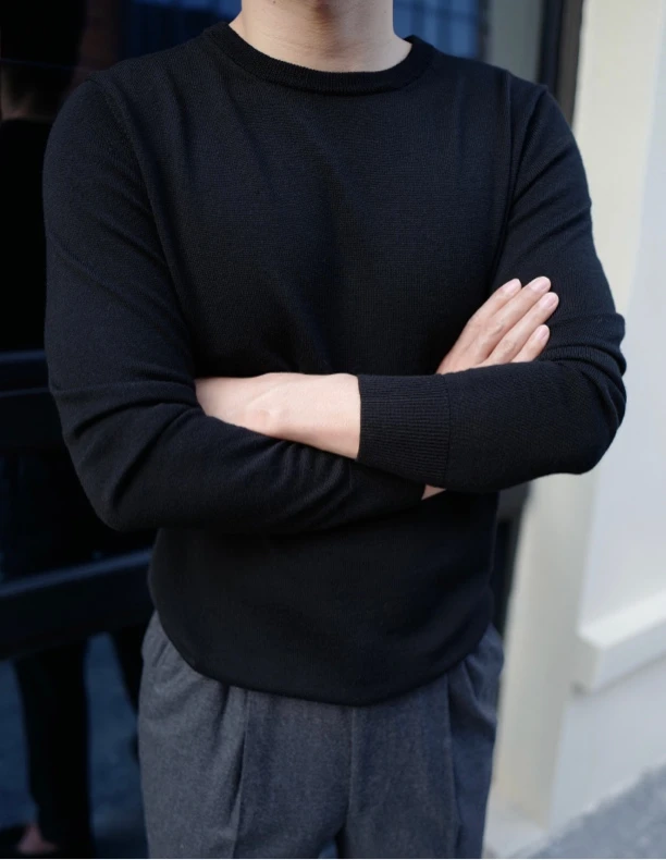 80S精纺100羊毛套头针织衫 圆领休闲打底外穿羊毛衫