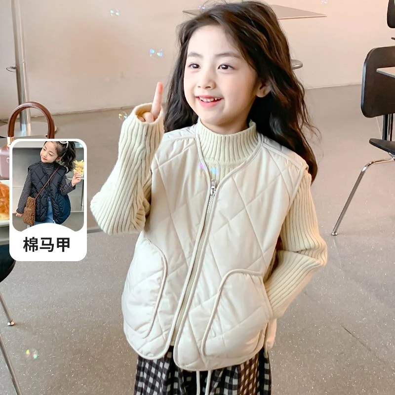 2023秋冬韩版男女童马甲时髦坎肩背心马夹外穿洋气潮女大童马甲