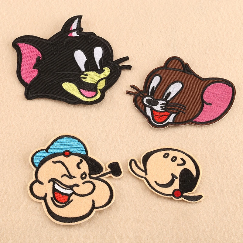 卡通布贴衣服补丁猫和老鼠大力水手儿童刺绣贴纸羽绒裤子装饰绣花