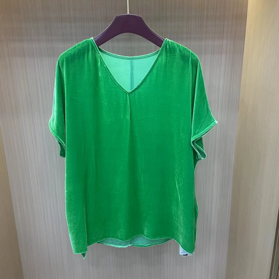 【LJWM】桑蚕丝丝绒上衣 Q22002