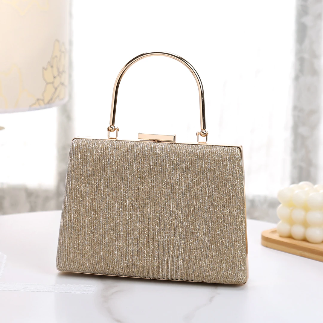 2024新款时尚气质褶皱闪亮手提包晚宴包女气质旗袍礼服单肩链条包